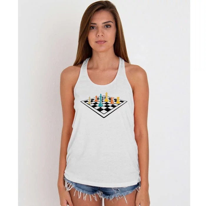 Chess Master Vintage Retro Club Chess Player Women's Knotted Racerback Tank