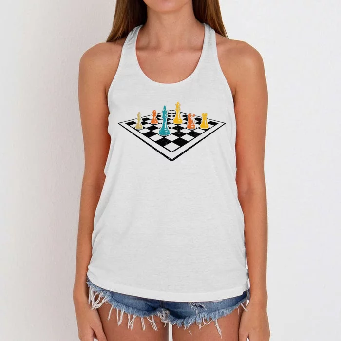 Chess Master Vintage Retro Club Chess Player Women's Knotted Racerback Tank