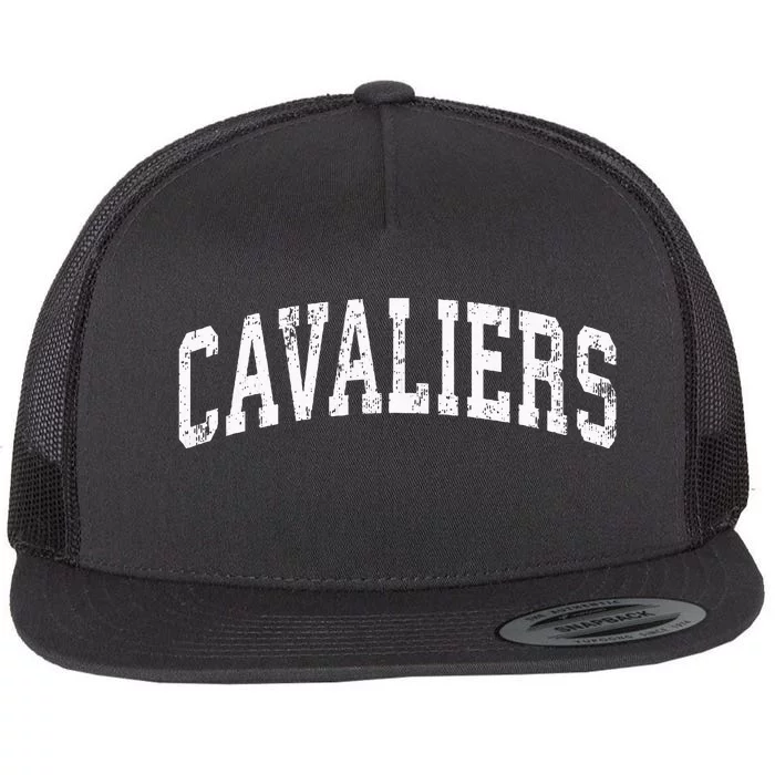 Cavaliers Mascot Vintage Athletic Sports Name Design Flat Bill Trucker Hat