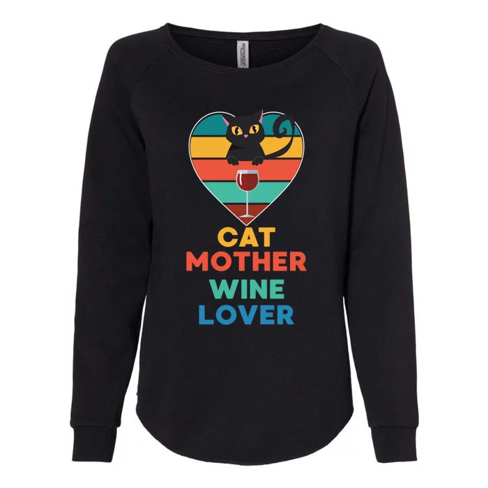 Cat Mother Wine Lover Funny Cat Queen Mom Wine Er Gift Womens California Wash Sweatshirt