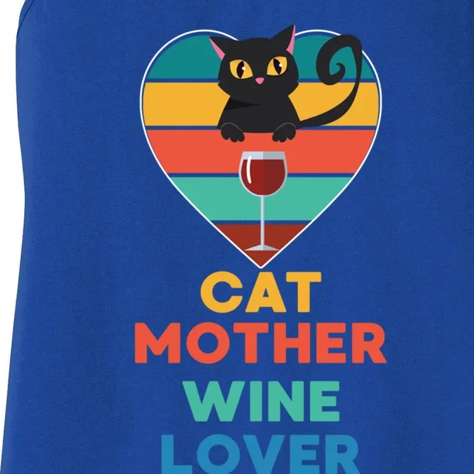 Cat Mother Wine Lover Funny Cat Queen Mom Wine Er Gift Women's Racerback Tank