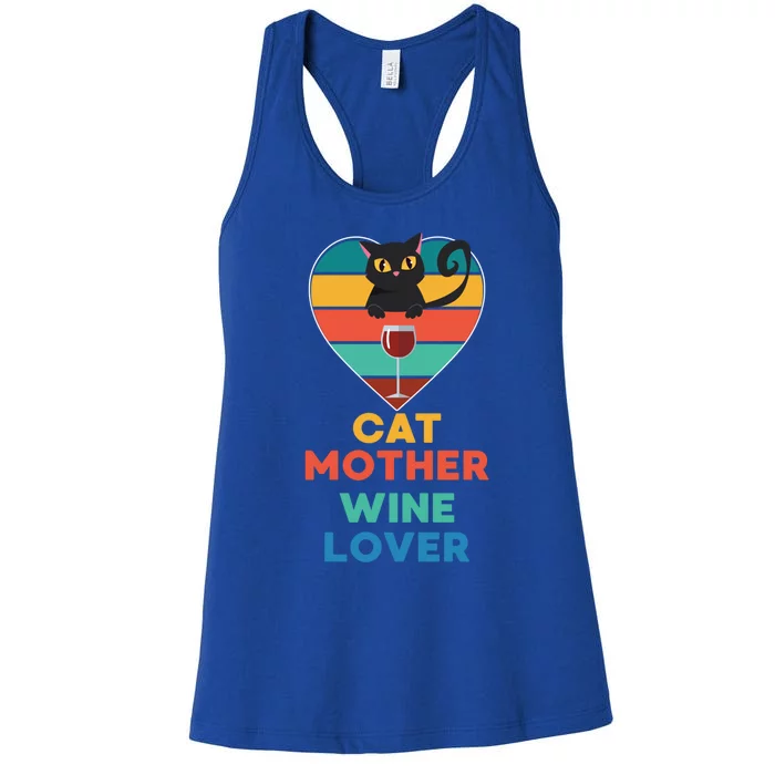 Cat Mother Wine Lover Funny Cat Queen Mom Wine Er Gift Women's Racerback Tank