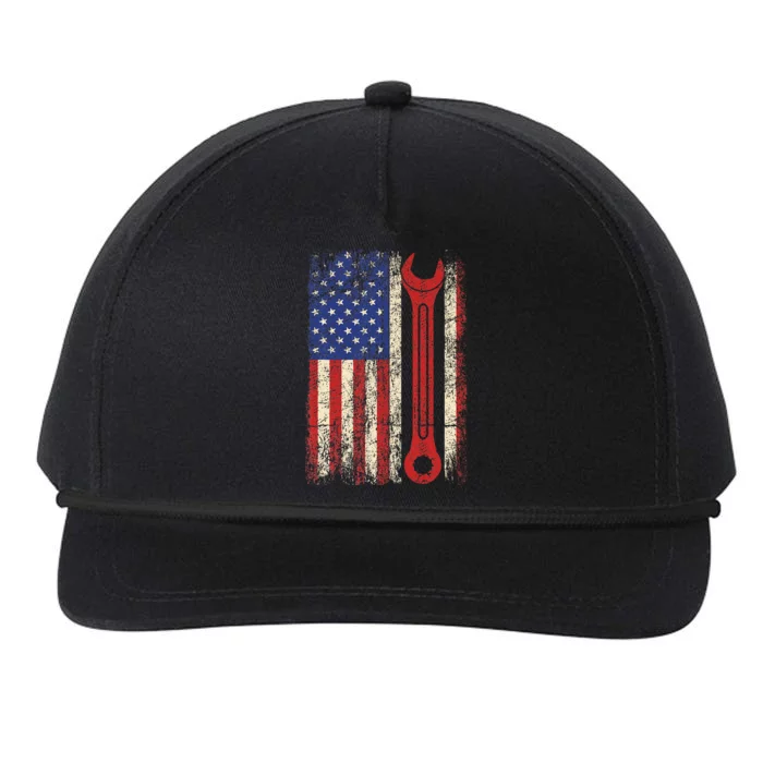 Car Mechanic Wrench Workshop Tools Us American Flag Snapback Five-Panel Rope Hat