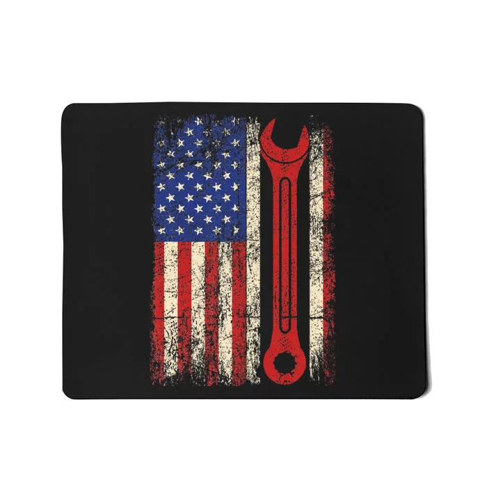 Car Mechanic Wrench Workshop Tools Us American Flag Mousepad