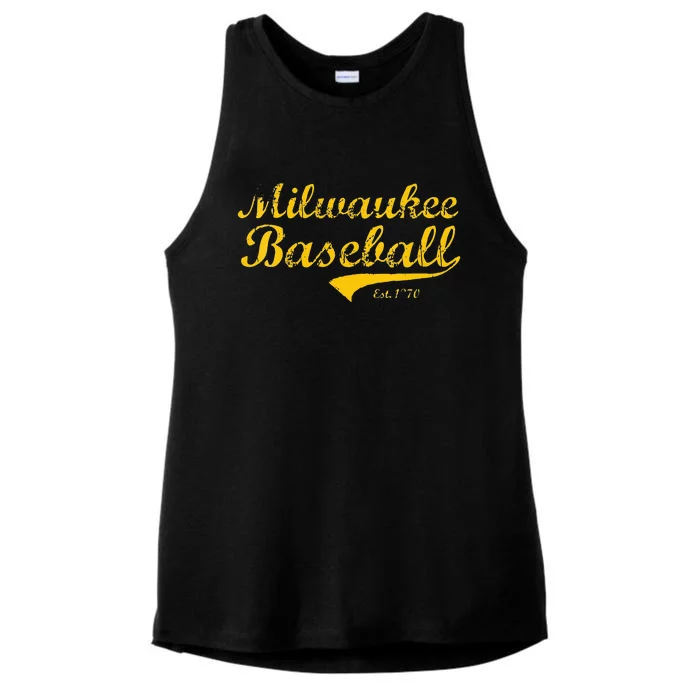 Classic Milwaukee Wisconsin Baseball Fan Retro Vintage Ladies Tri-Blend Wicking Tank