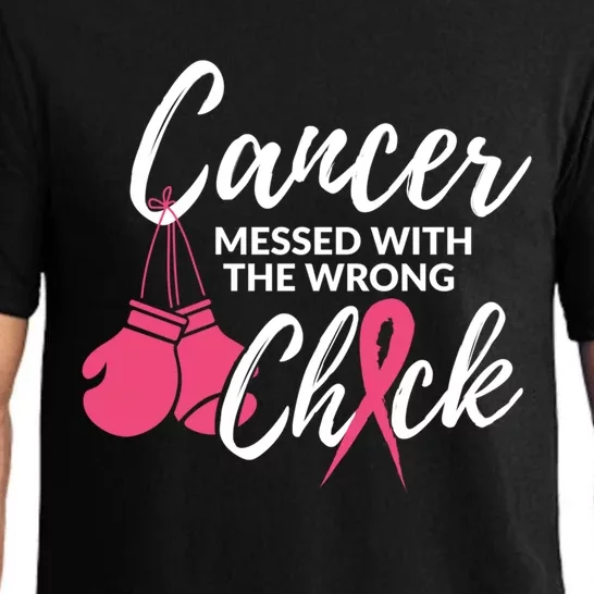 Cancer Messed With The Wrong Chick Meaningful Gift Breast Cancer Fighting Gift Pajama Set