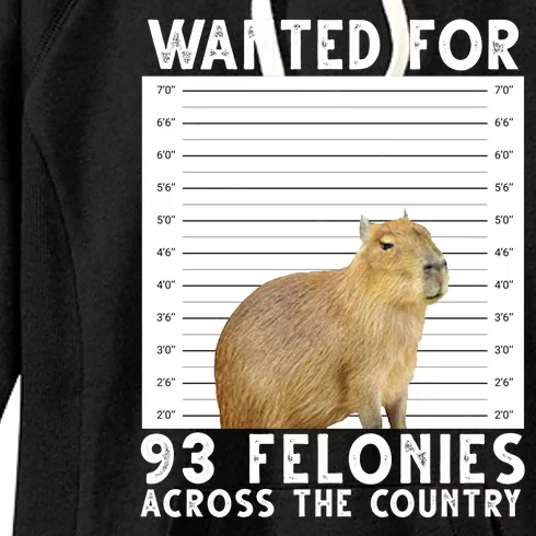 Capybara Mugshot Wanted For 93 Felonies Across The Country Women's Fleece Hoodie