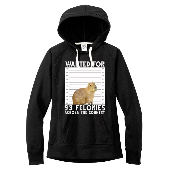 Capybara Mugshot Wanted For 93 Felonies Across The Country Women's Fleece Hoodie