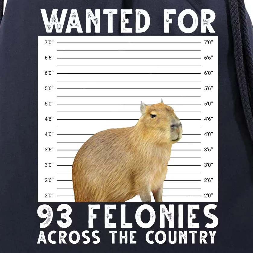 Capybara Mugshot Wanted For 93 Felonies Across The Country Drawstring Bag