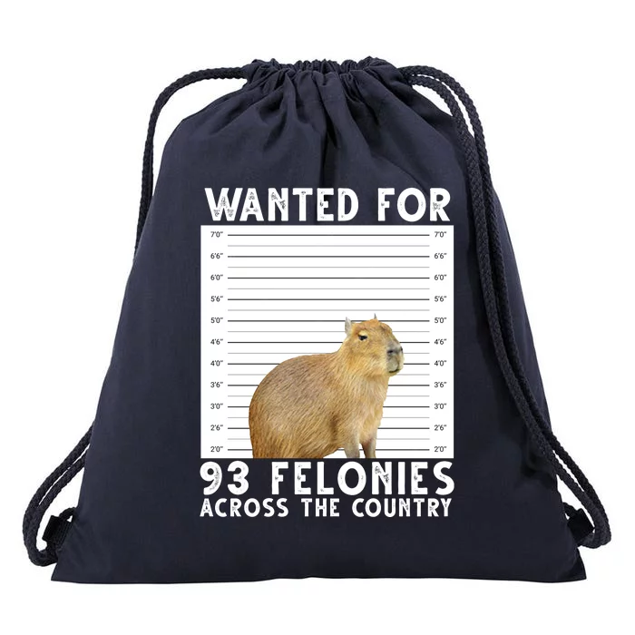 Capybara Mugshot Wanted For 93 Felonies Across The Country Drawstring Bag