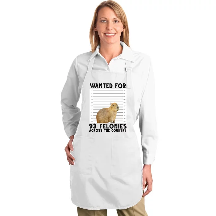 Capybara Mugshot Wanted For 93 Felonies Across The Country Full-Length Apron With Pocket