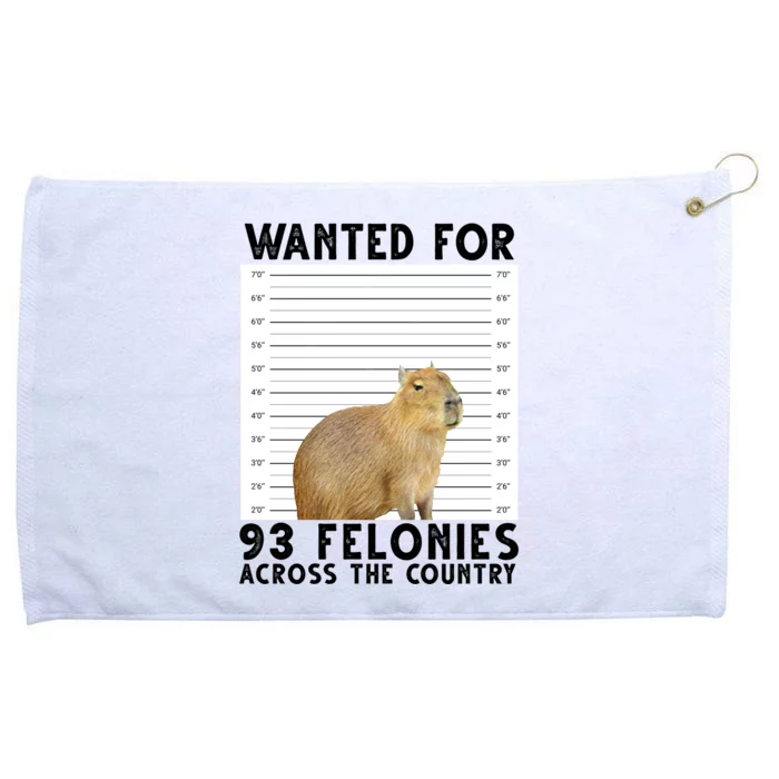 Capybara Mugshot Wanted For 93 Felonies Across The Country Grommeted Golf Towel