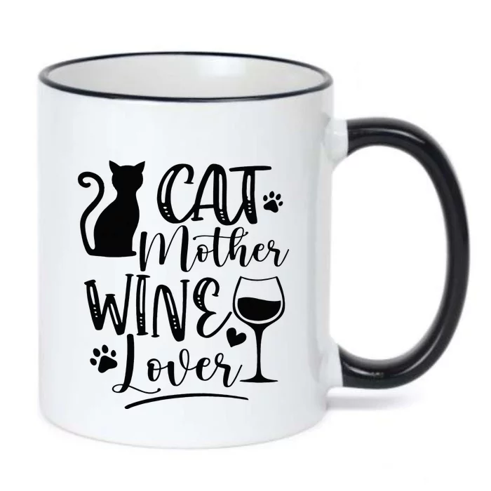 Cat Mother Wine Lover Cat Mom Cat Lady Wine Lover Drinker Black Color Changing Mug