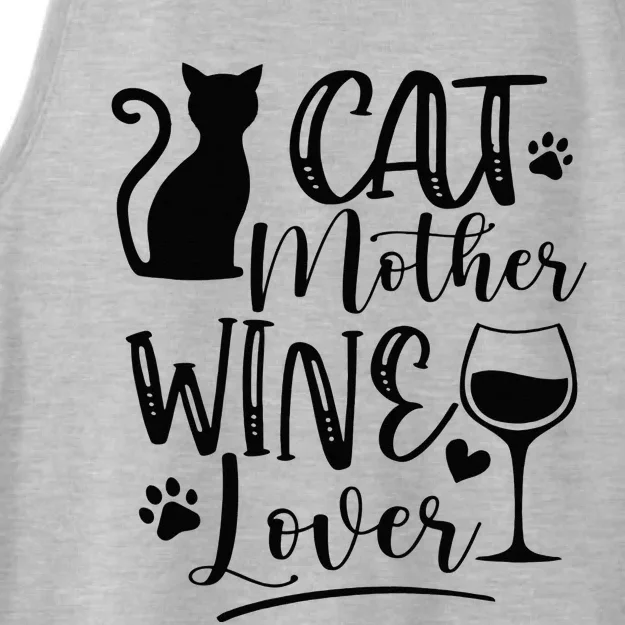 Cat Mother Wine Lover Cat Mom Cat Lady Wine Lover Drinker Ladies Tri-Blend Wicking Tank