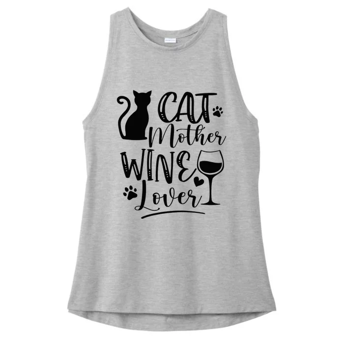 Cat Mother Wine Lover Cat Mom Cat Lady Wine Lover Drinker Ladies Tri-Blend Wicking Tank