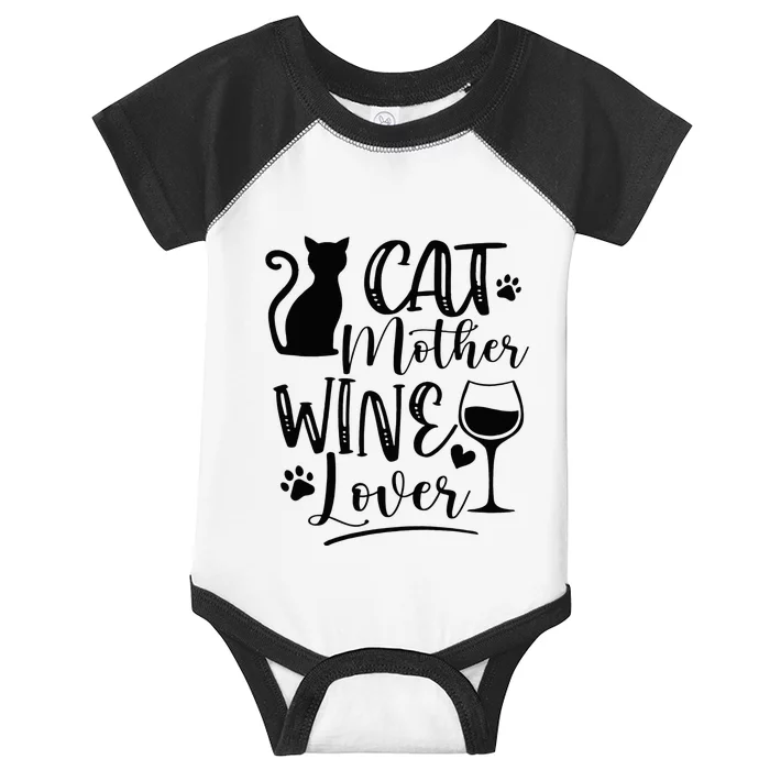 Cat Mother Wine Lover Cat Mom Cat Lady Wine Lover Drinker Infant Baby Jersey Bodysuit