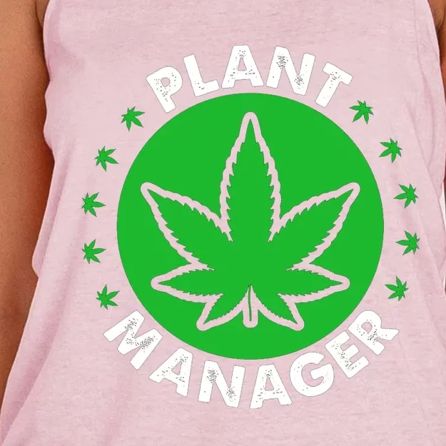 Cannabis Marijuana Weed Funny Plant Manager Smoke Stoner 420 Women's Knotted Racerback Tank