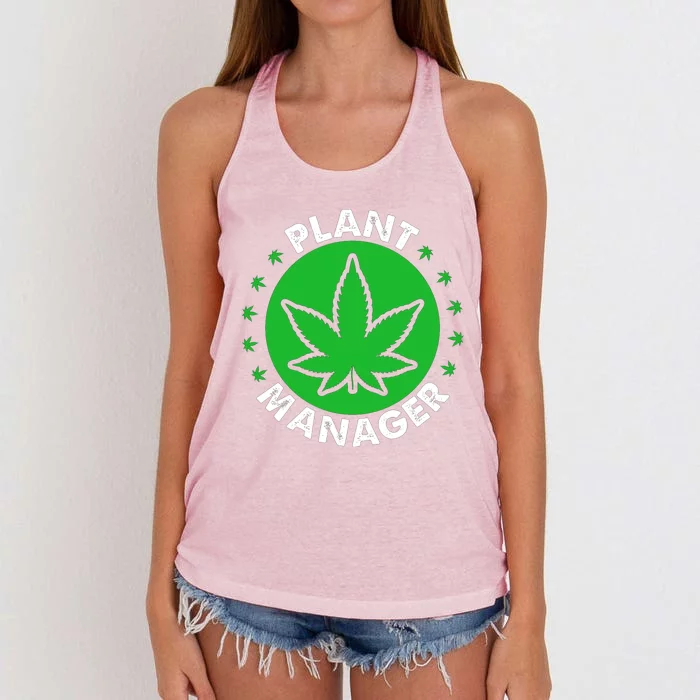 Cannabis Marijuana Weed Funny Plant Manager Smoke Stoner 420 Women's Knotted Racerback Tank