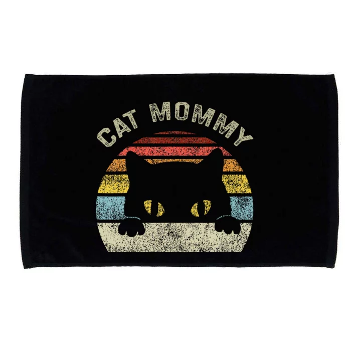 Cat Mommy Women Vintage Retro Black Cats Mom Mothers Day Microfiber Hand Towel