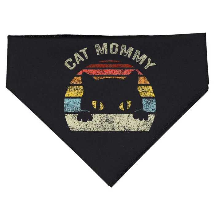 Cat Mommy Women Retro Black Cats Mom USA-Made Doggie Bandana