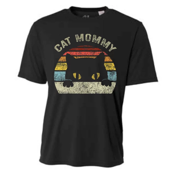 Cat Mommy Women Retro Black Cats Mom Cooling Performance Crew T-Shirt