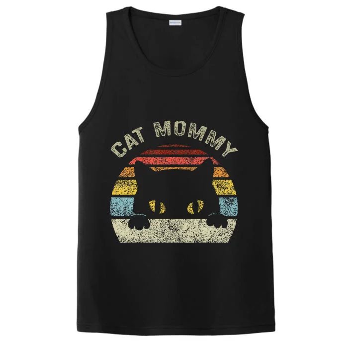 Cat Mommy Women Retro Black Cats Mom Performance Tank