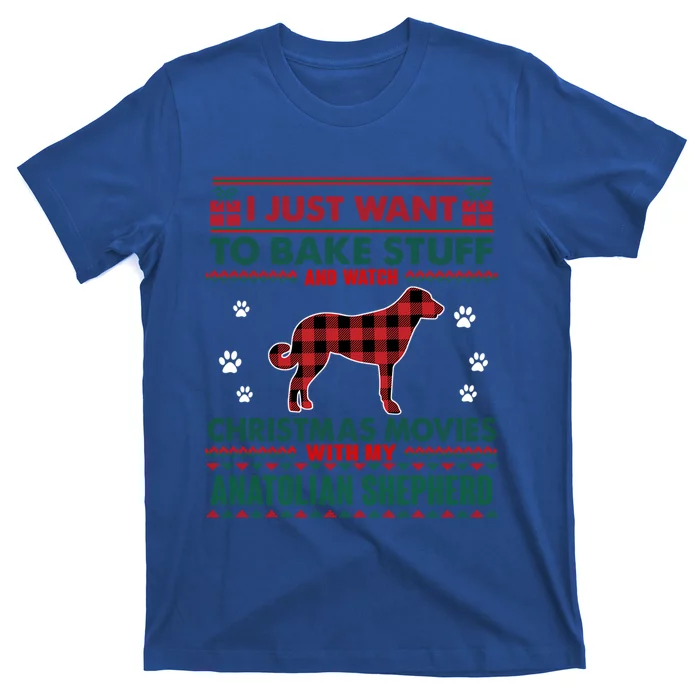 Christmas Movies With Anatolian Shepherd Dog Ugly Christmas Gift T-Shirt