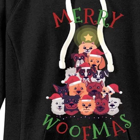 Cute Merry Woofmas Dog Xmas Tree Meaningful Gift Women's Fleece Hoodie