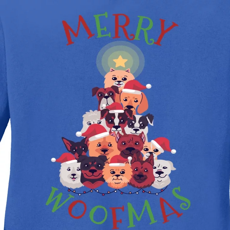 Cute Merry Woofmas Dog Xmas Tree Meaningful Gift Ladies Long Sleeve Shirt