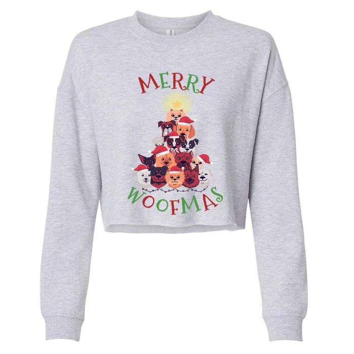 Cute Merry Woofmas Dog Xmas Tree Meaningful Gift Cropped Pullover Crew