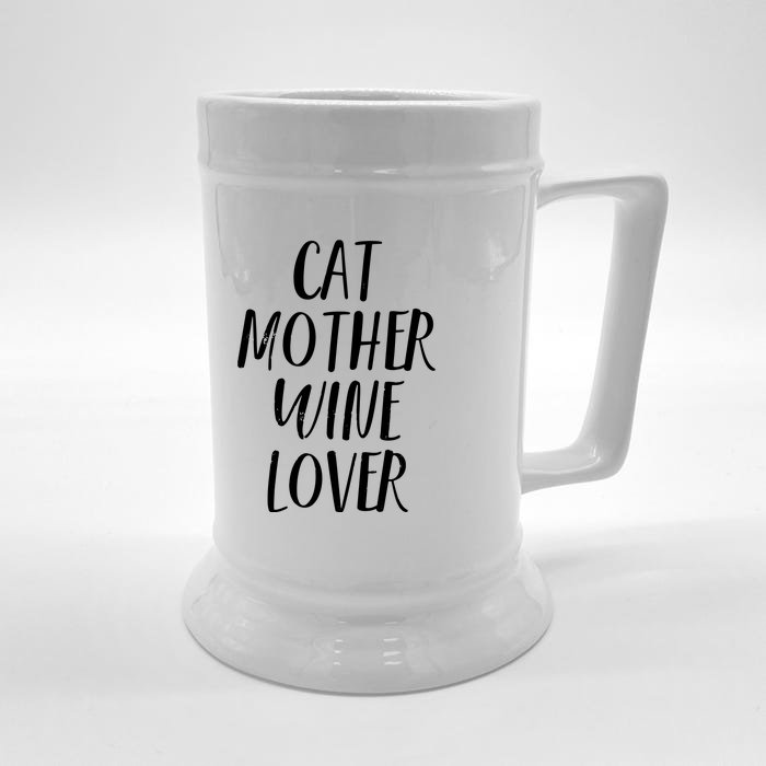 Cat Mother Wine Lover Funny Pet Cat Wine Gift Front & Back Beer Stein