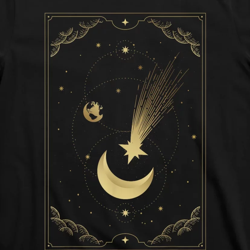 Crescent Moon With Shooting Star Tarot Card T-Shirt