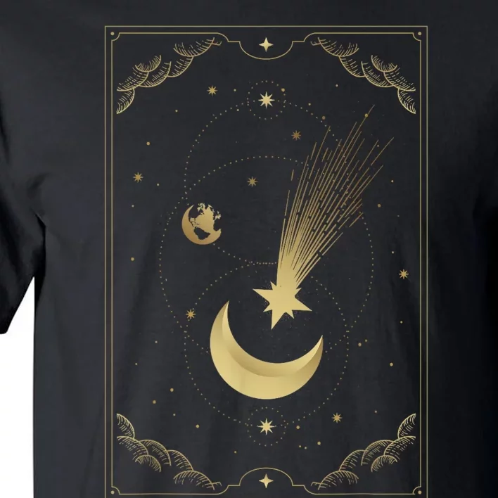 Crescent Moon With Shooting Star Tarot Card Tall T-Shirt