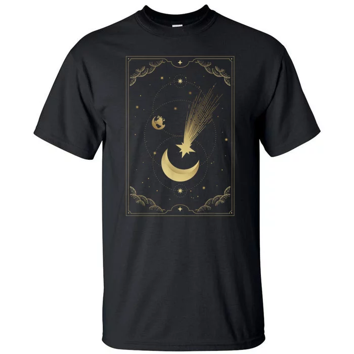 Crescent Moon With Shooting Star Tarot Card Tall T-Shirt