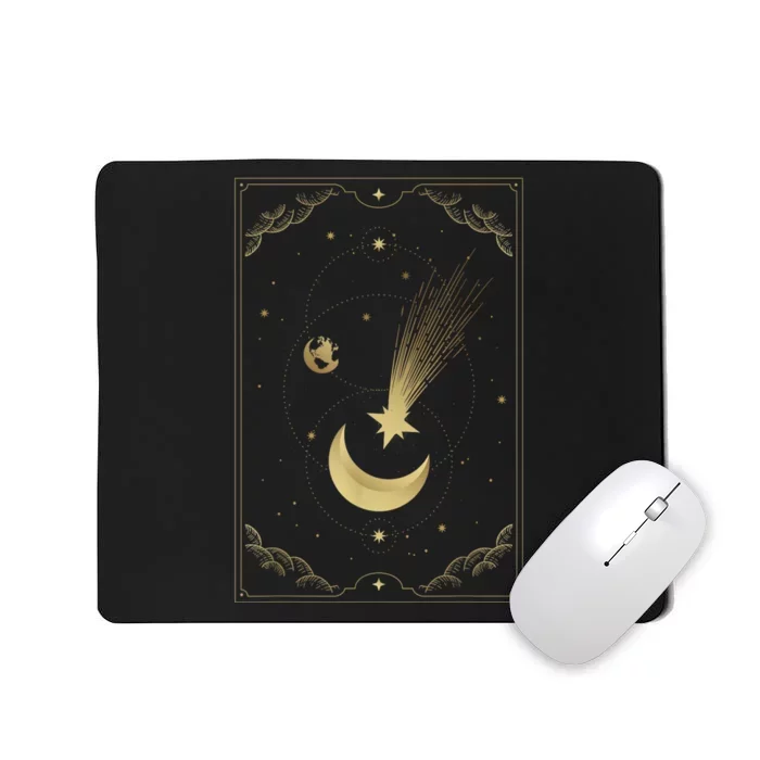 Crescent Moon With Shooting Star Tarot Card Mousepad