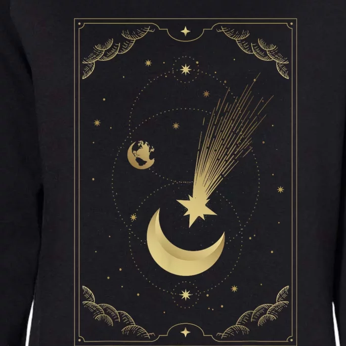 Crescent Moon With Shooting Star Tarot Card Womens California Wash Sweatshirt