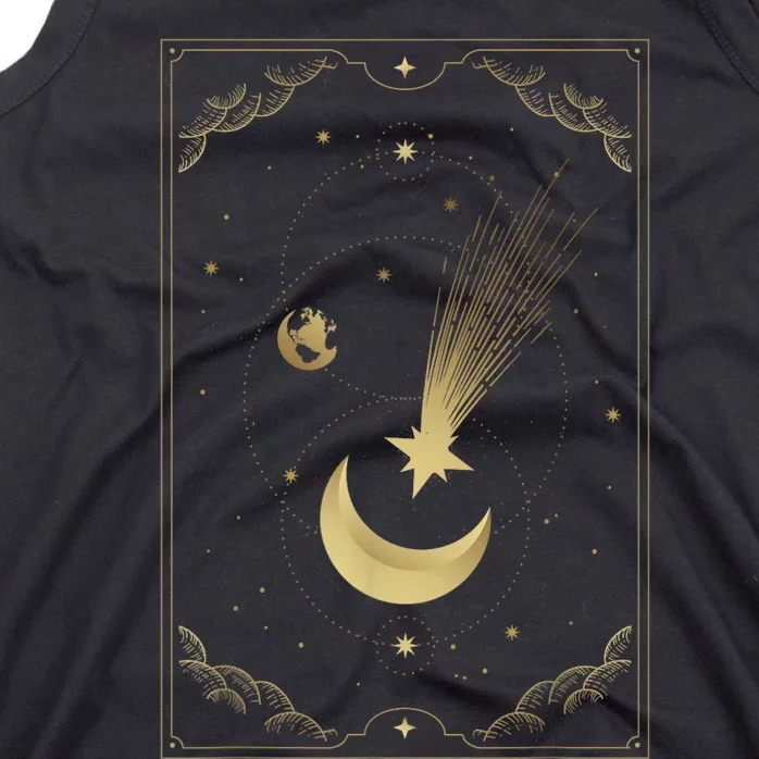 Crescent Moon With Shooting Star Tarot Card Tank Top