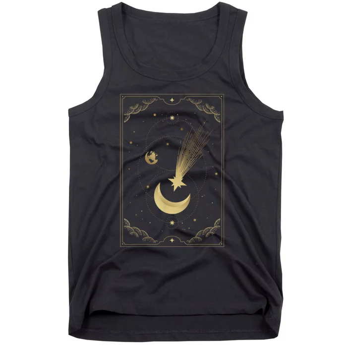 Crescent Moon With Shooting Star Tarot Card Tank Top