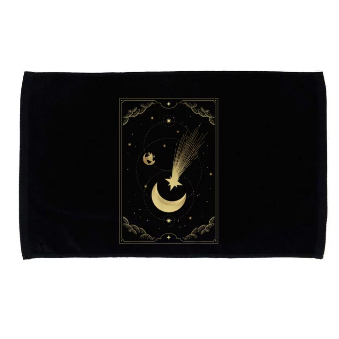 Crescent Moon With Shooting Star Tarot Card Microfiber Hand Towel