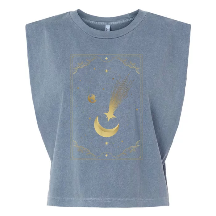 Crescent Moon With Shooting Star Tarot Card Garment-Dyed Women's Muscle Tee