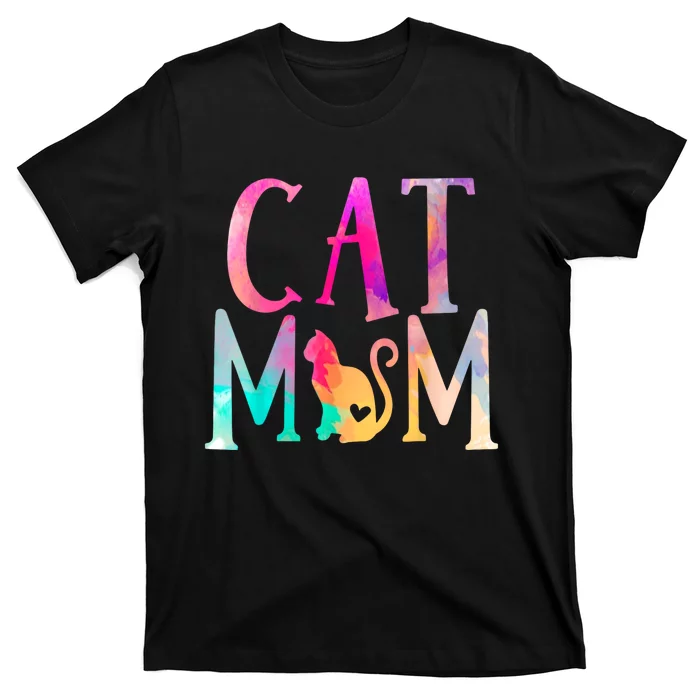 Cat Mom Water Color Funny Cat Owner Woman Mothers Day T-Shirt