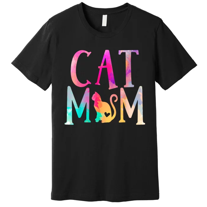 Cat Mom Water Color Funny Cat Owner Woman Mothers Day Premium T-Shirt