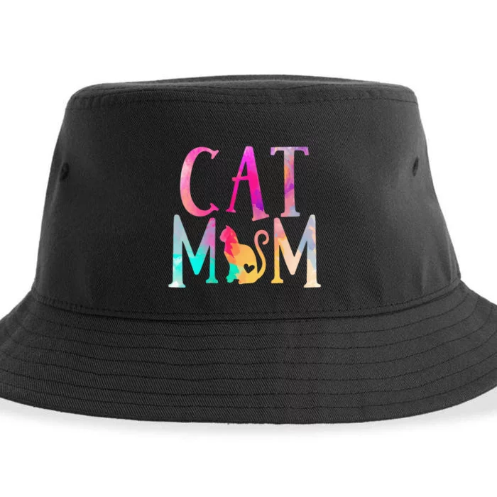 Cat Mom Water Color Funny Cat Owner Sustainable Bucket Hat