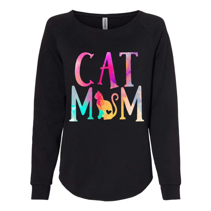 Cat Mom Water Color Funny Cat Owner Womens California Wash Sweatshirt