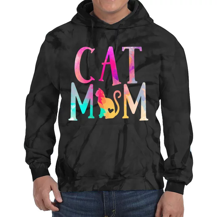 Cat Mom Water Color Funny Cat Owner Tie Dye Hoodie