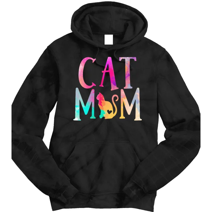 Cat Mom Water Color Funny Cat Owner Tie Dye Hoodie