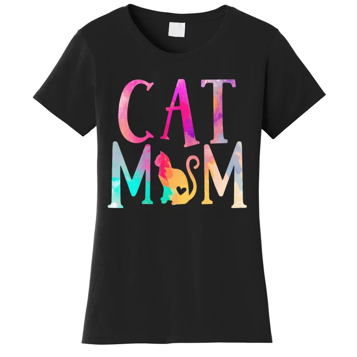 Cat Mom Water Color Funny Cat Owner Women's T-Shirt