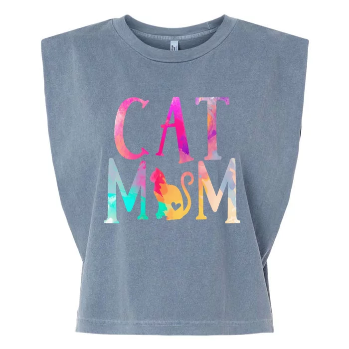 Cat Mom Water Color Funny Cat Owner Garment-Dyed Women's Muscle Tee