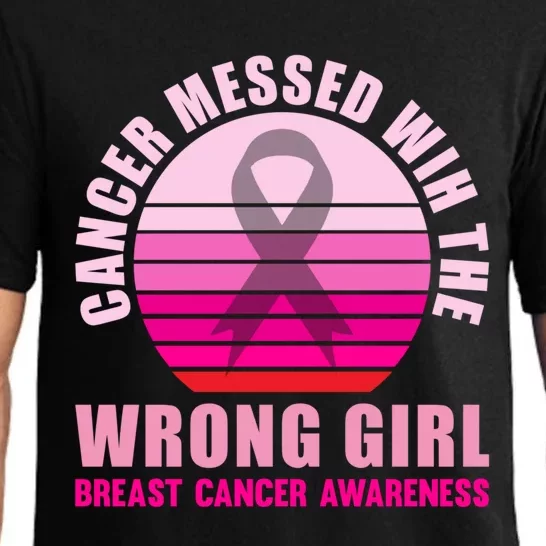 Cancer Messed Wih The Wrong Breast Cancer Awareness Great Gift Pajama Set