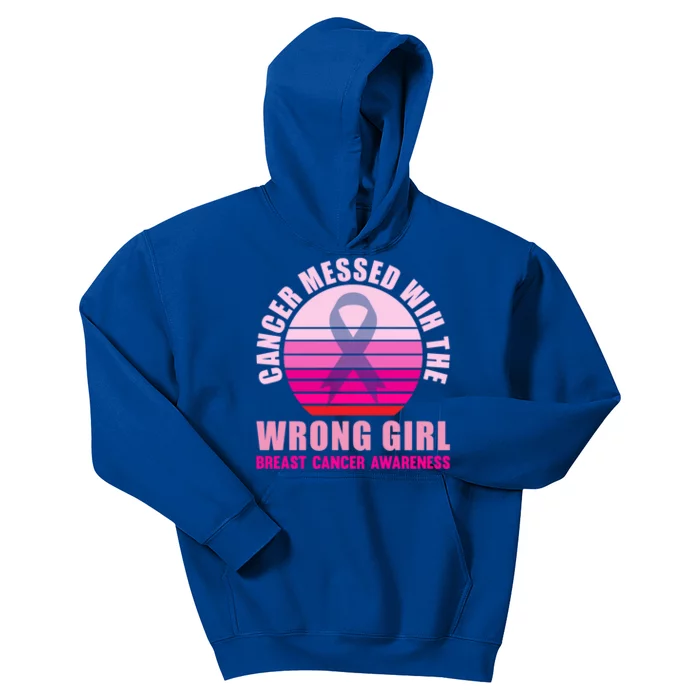 Cancer Messed Wih The Wrong Breast Cancer Awareness Great Gift Kids Hoodie